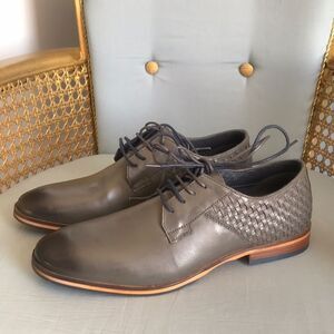 Thomas & Vine gray leather oxford lace up office dress shoes size 10.5